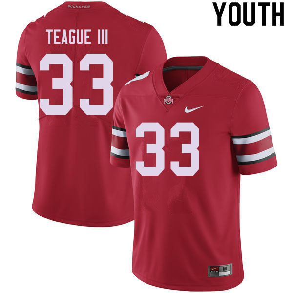 Ohio State Buckeyes Master Teague III Youth #33 Red Authentic Stitched College Football Jersey